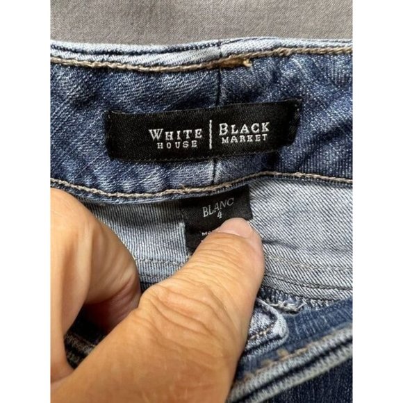 White House Black Market Blanc Pants Womens 4 Blue Denim Pocketed Zip 30x27 - Picture 4 of 10